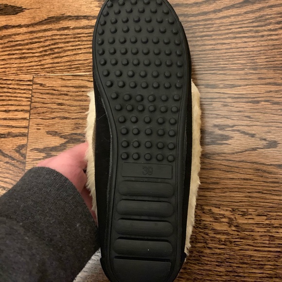 Faux Fur lined black suede moccasins - Picture 3 of 6